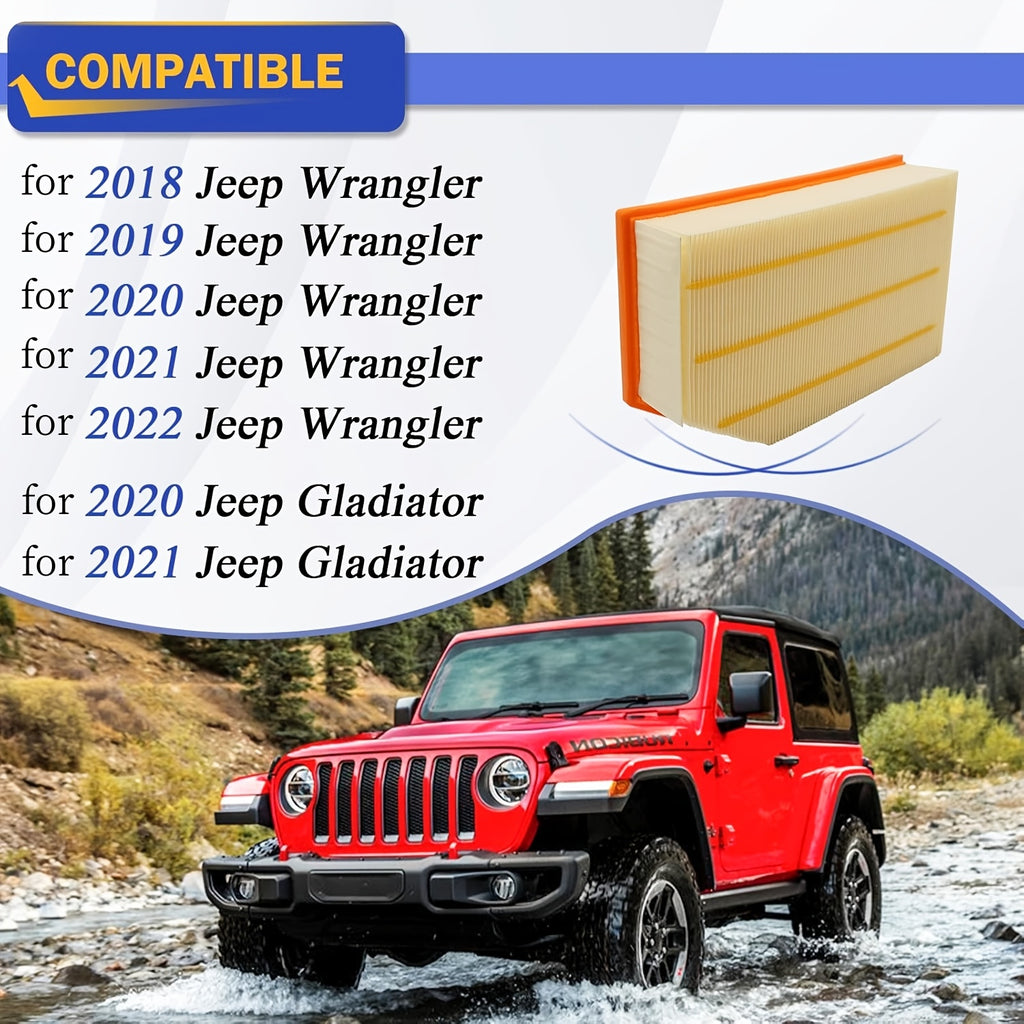 Engine Air Filter, 68257030AA, 68301863AA, For Jeep Wrangler 2018-2024, Gladiator 2020-2024, 67.63oz 121.73oz