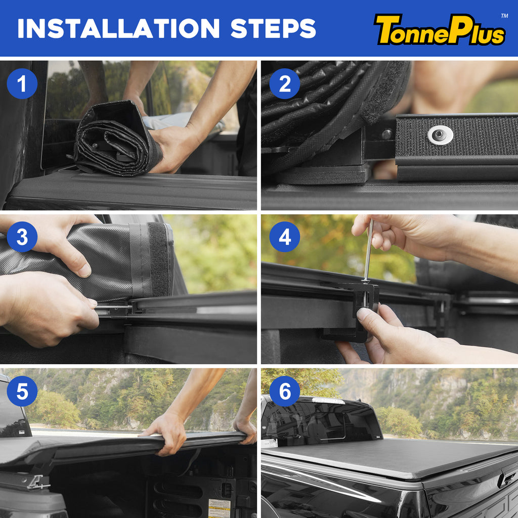 TonnePlus Soft Roll-Up Tonneau Cover Truck Bed Covers for 2020-2024 Jeep Gladiator JT 5FT Bed ; Lightning | 5' (60.3") Bed |