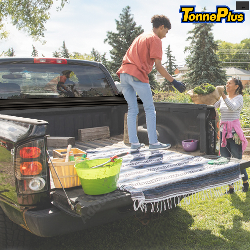 TonnePlus Soft Tri-Fold Tonneau Cover Truck Bed Covers for 2020-2024 Gladiator JT 5FT Bed w/ Lamp Lightning | 5' (60.3") Bed