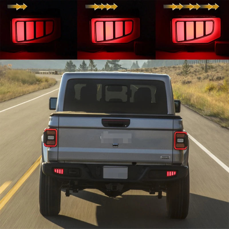 2pcs For Jeep Gladiator JT pickup truck Rear Bumper Reflector Lights,Tail/Brake Rear Fog Lamps and Turn Signal Light  2020-2024