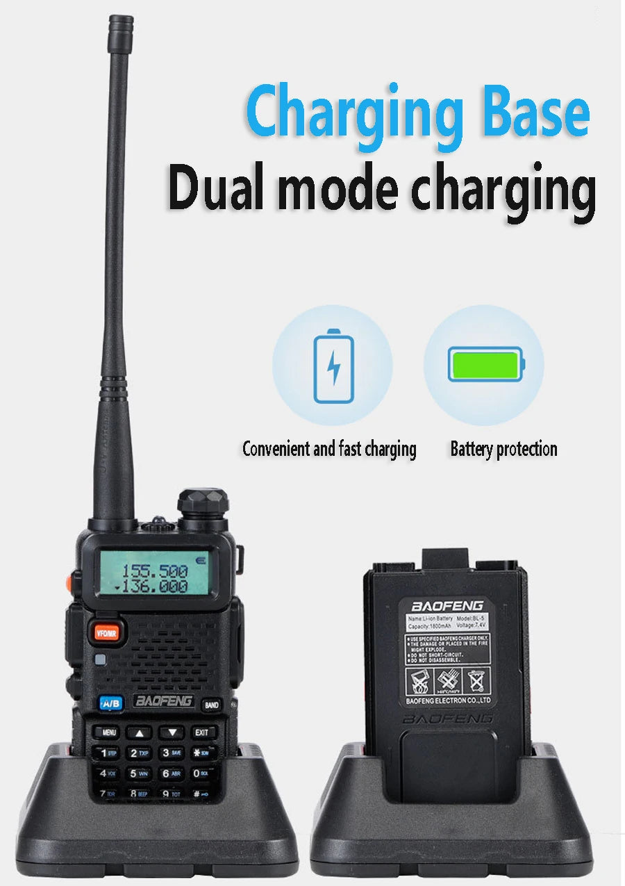 Walkie Talkie UV-5R Two Way CB Radio 5 Colors Bao Feng UV5R 128CH 5W VHF UHF 136-174Mhz & 400-520Mhz