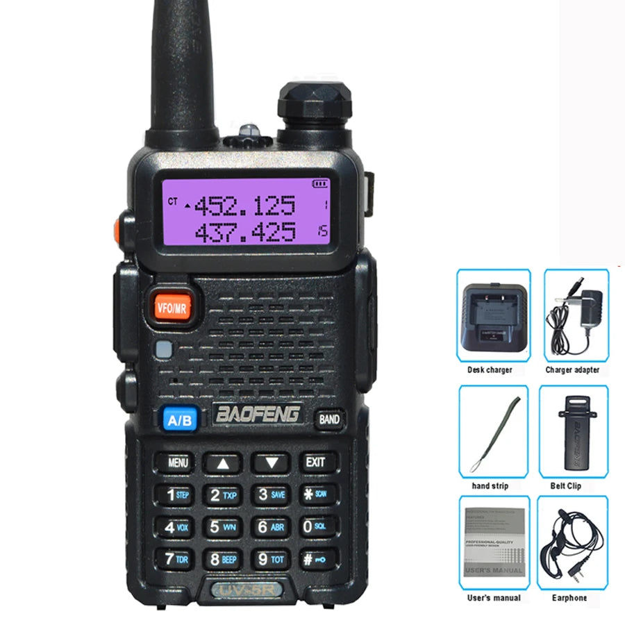 Walkie Talkie UV-5R Two Way CB Radio 5 Colors Bao Feng UV5R 128CH 5W VHF UHF 136-174Mhz & 400-520Mhz