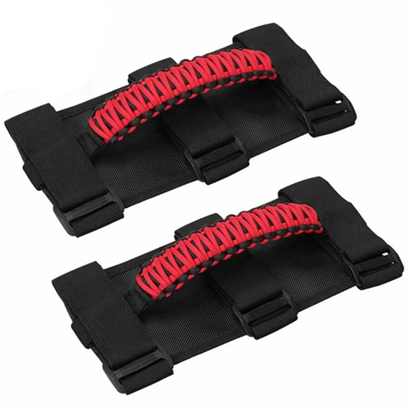 Roll Bar Grab Handle Straps Wheel Car Roof Trolley Inner Handles Straps Accessories Compatible with Jeep-Wrangler Grip
