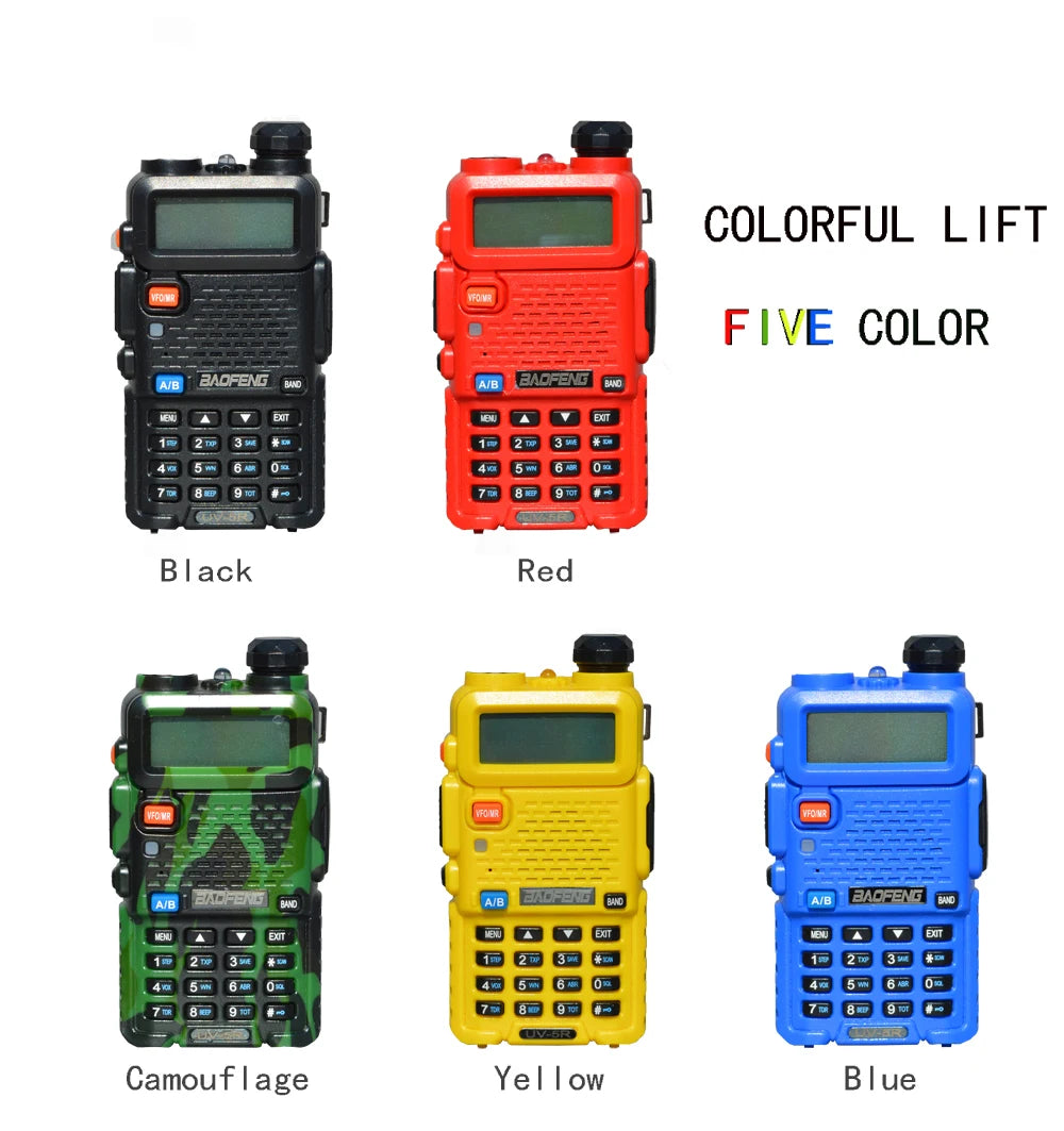 Walkie Talkie UV-5R Two Way CB Radio 5 Colors Bao Feng UV5R 128CH 5W VHF UHF 136-174Mhz & 400-520Mhz
