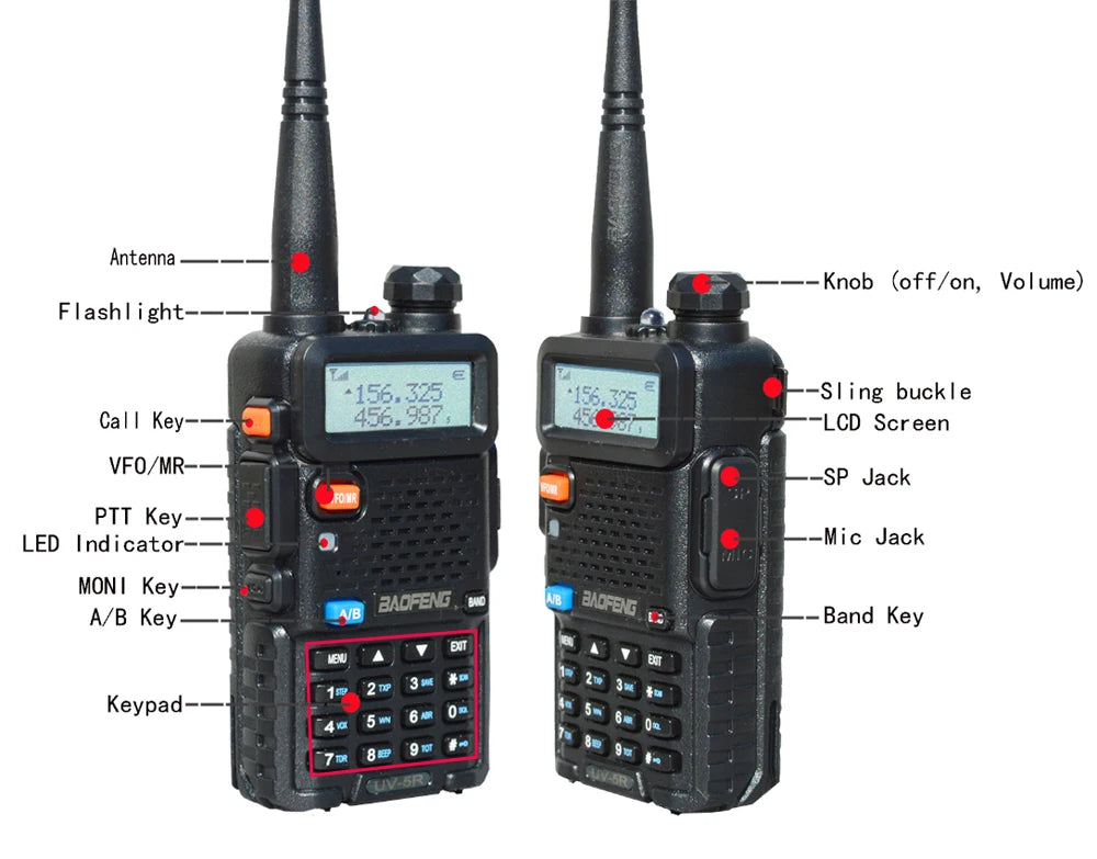 Walkie Talkie UV-5R Two Way CB Radio 5 Colors Bao Feng UV5R 128CH 5W VHF UHF 136-174Mhz & 400-520Mhz