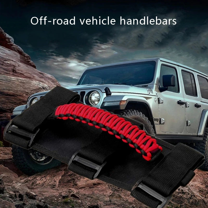 Roll Bar Grab Handle Straps Wheel Car Roof Trolley Inner Handles Straps Accessories Compatible with Jeep-Wrangler Grip