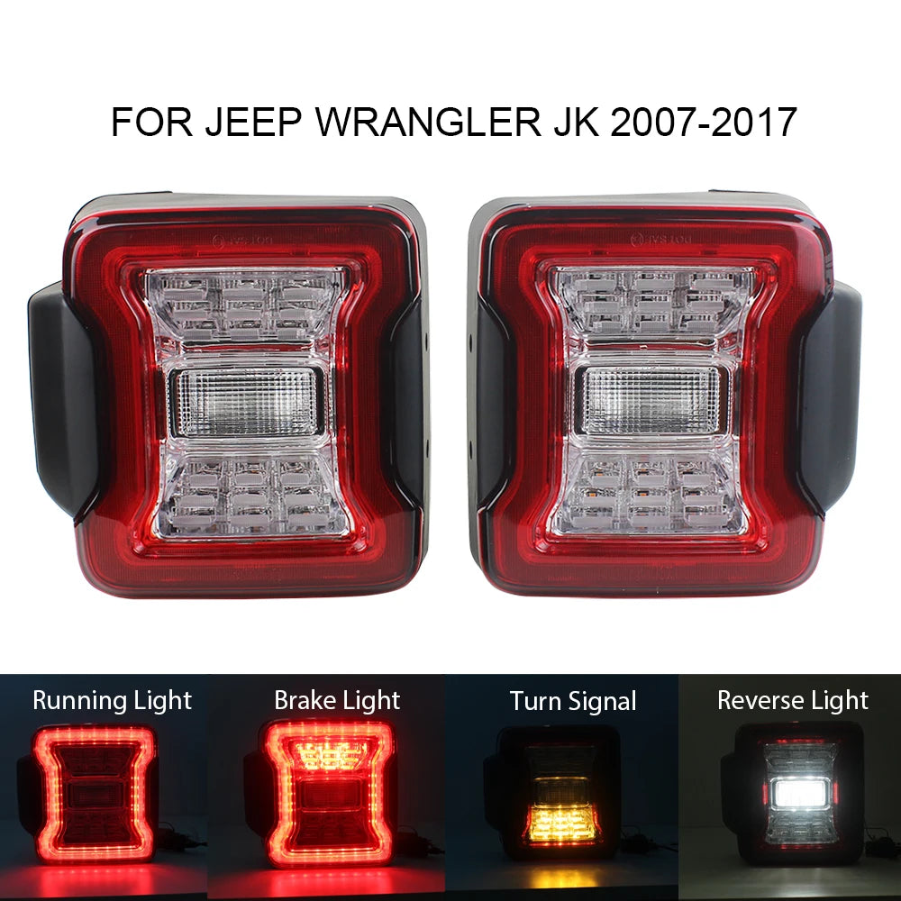 for Jeep Wrangler JK 2007-2018 LED Tail Light Taillight Assembly Rear Lamps Brake Reverse Light Daytime Running Lights