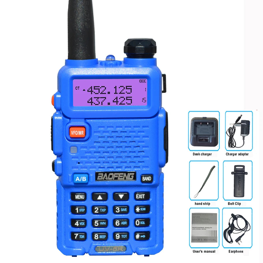 Walkie Talkie UV-5R Two Way CB Radio 5 Colors Bao Feng UV5R 128CH 5W VHF UHF 136-174Mhz & 400-520Mhz