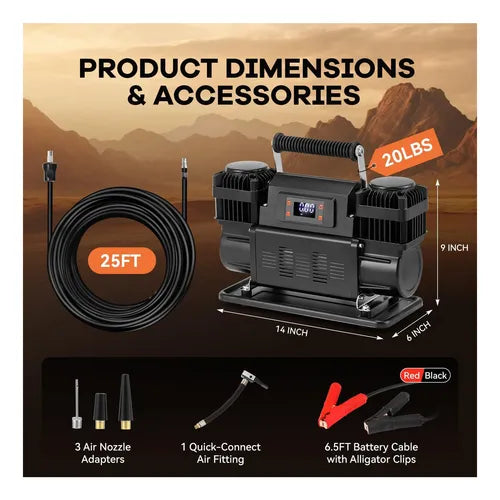 300L/Min Digital 60mm 4x4 Car air Compressor  150 PSI Portable Air Pump Pressure Pump Tire for Car Tires Trucks & Inflatables