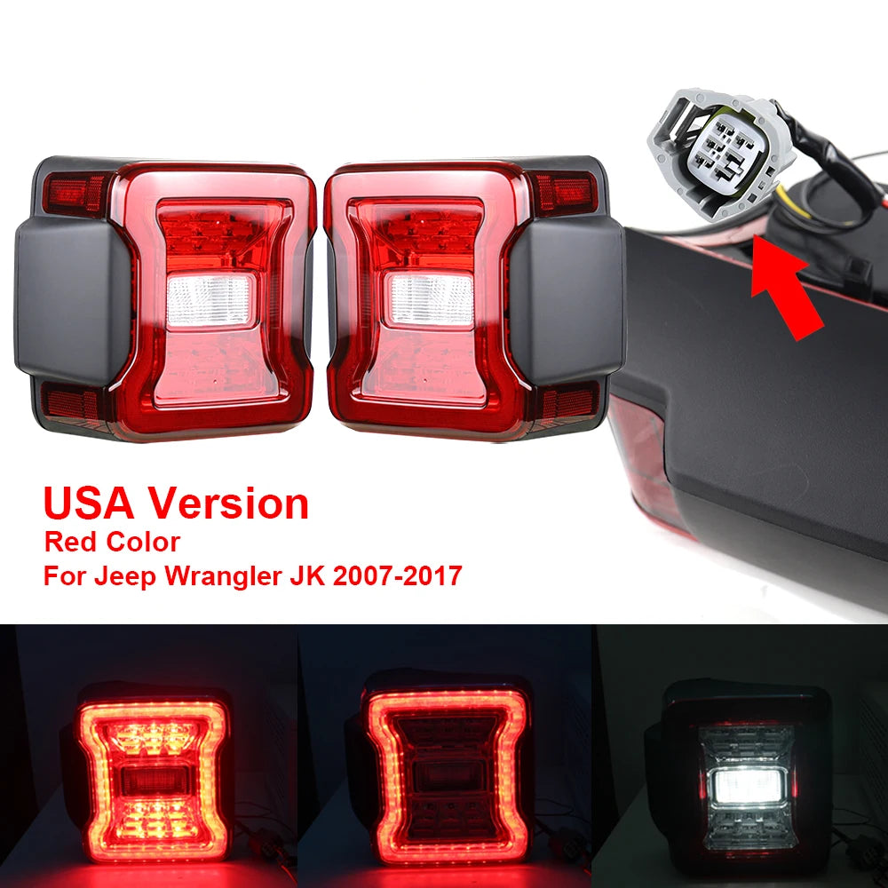 for Jeep Wrangler JK 2007-2018 LED Tail Light Taillight Assembly Rear Lamps Brake Reverse Light Daytime Running Lights