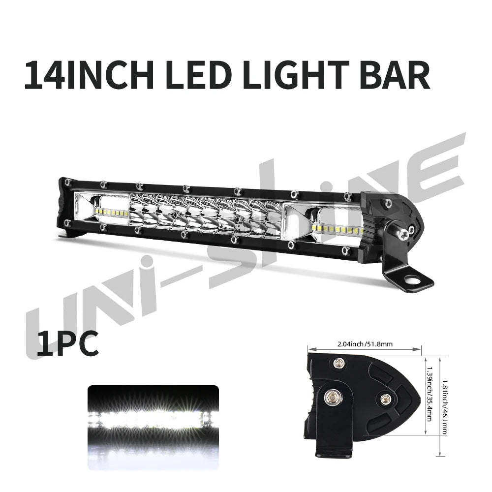 UNI-SHINE Led Bar Light Dual Led Work Light 7"14" 20" 26" 32" 38" 44"50" Combo Beam for SUV ATV Pick up Truck Car 4x4 Offroad LE