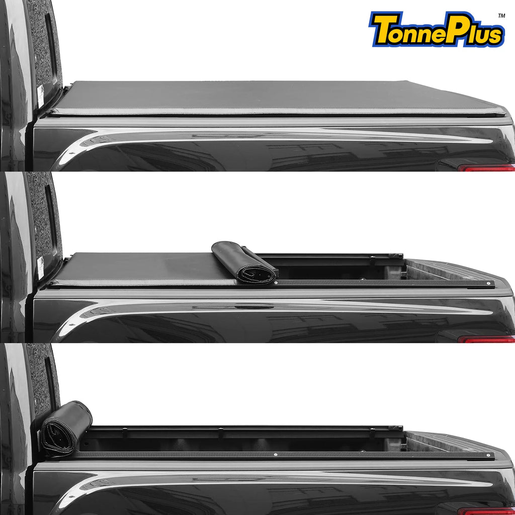 TonnePlus Soft Roll-Up Tonneau Cover Truck Bed Covers for 2020-2024 Jeep Gladiator JT 5FT Bed ; Lightning | 5' (60.3") Bed |