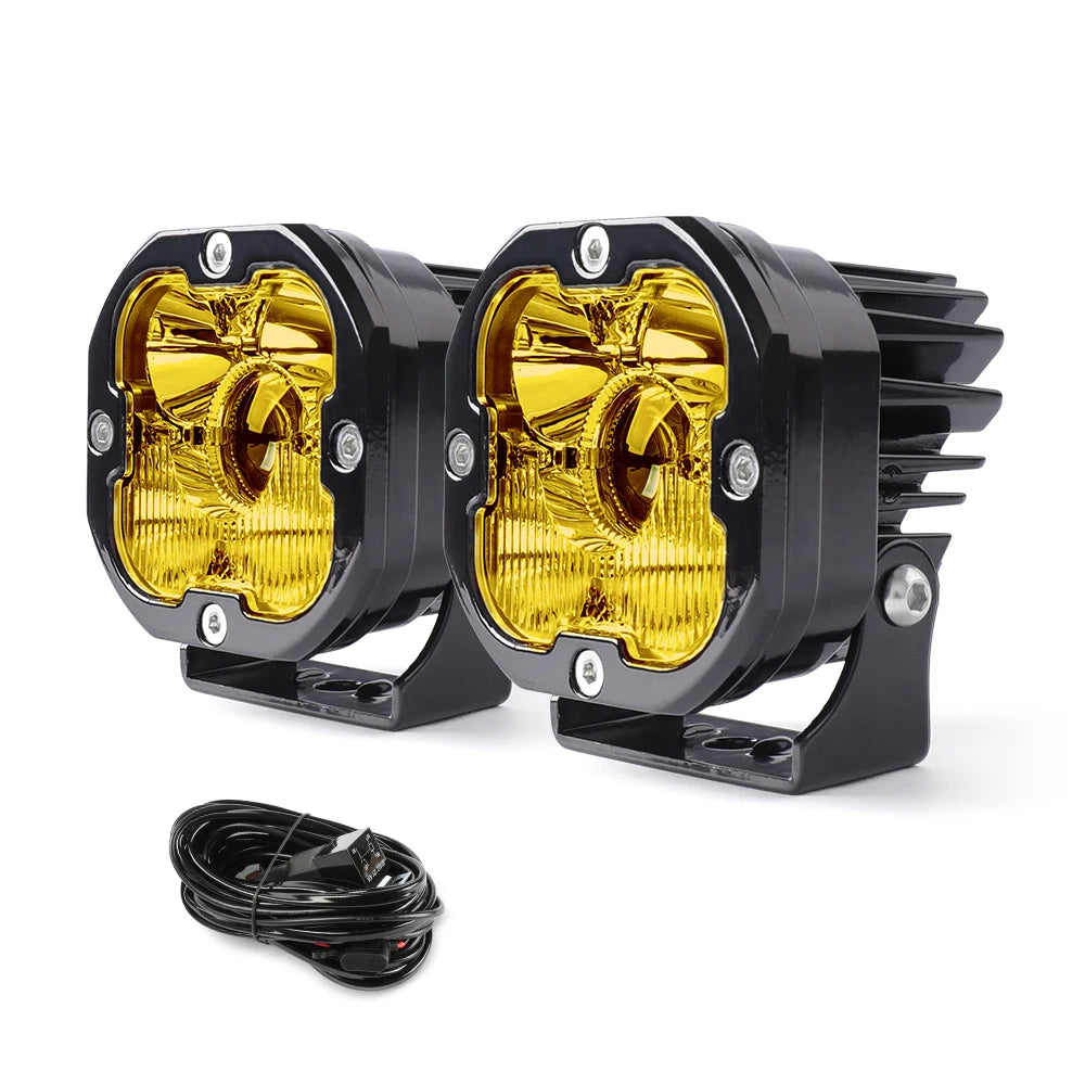3 inch Yellow LED Fog Light Pods for Jeep Offroad Trucks