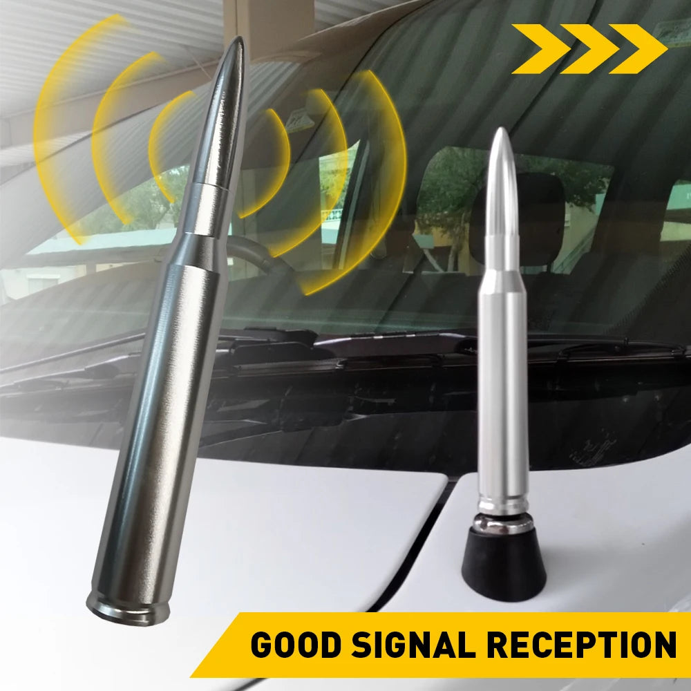 Universal Car SUV Bullet Antenna For Dodge Ram Ford F150 Raptor CRV RAV4 JEEP 50 Cal Caliber Bullet Ammo Short Aluminum Antenna