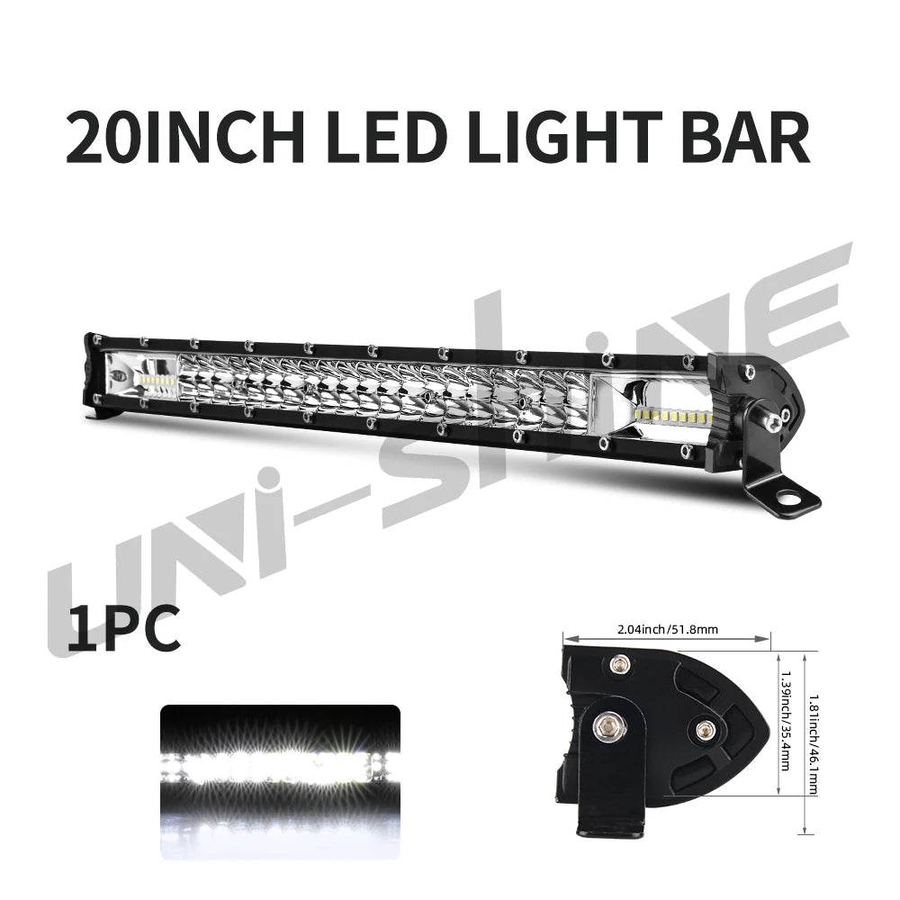 UNI-SHINE Led Bar Light Dual Led Work Light 7"14" 20" 26" 32" 38" 44"50" Combo Beam for SUV ATV Pick up Truck Car 4x4 Offroad LE