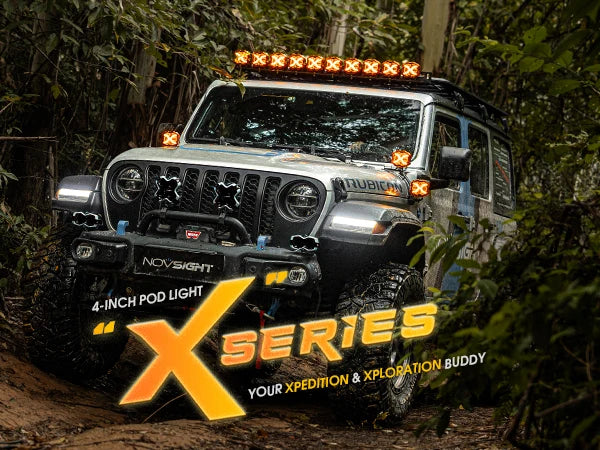 4 Inch LED Pods X Series Off Road Driving Light with Yellow DRL Pod Lights Drive Beam with Amber Cover Off-road Fog Lights