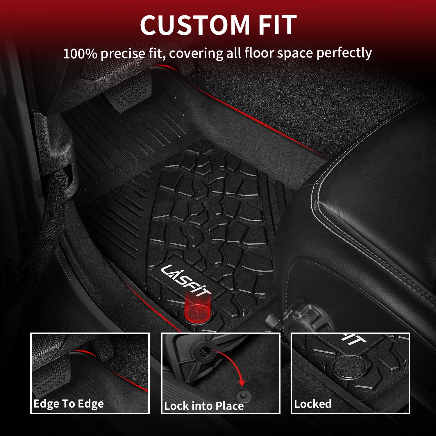 Floor Mats Fit for Jeep Gladiator 2020-2025 1st and 2nd Row TPE Material Black Custom Fit Floor Liner