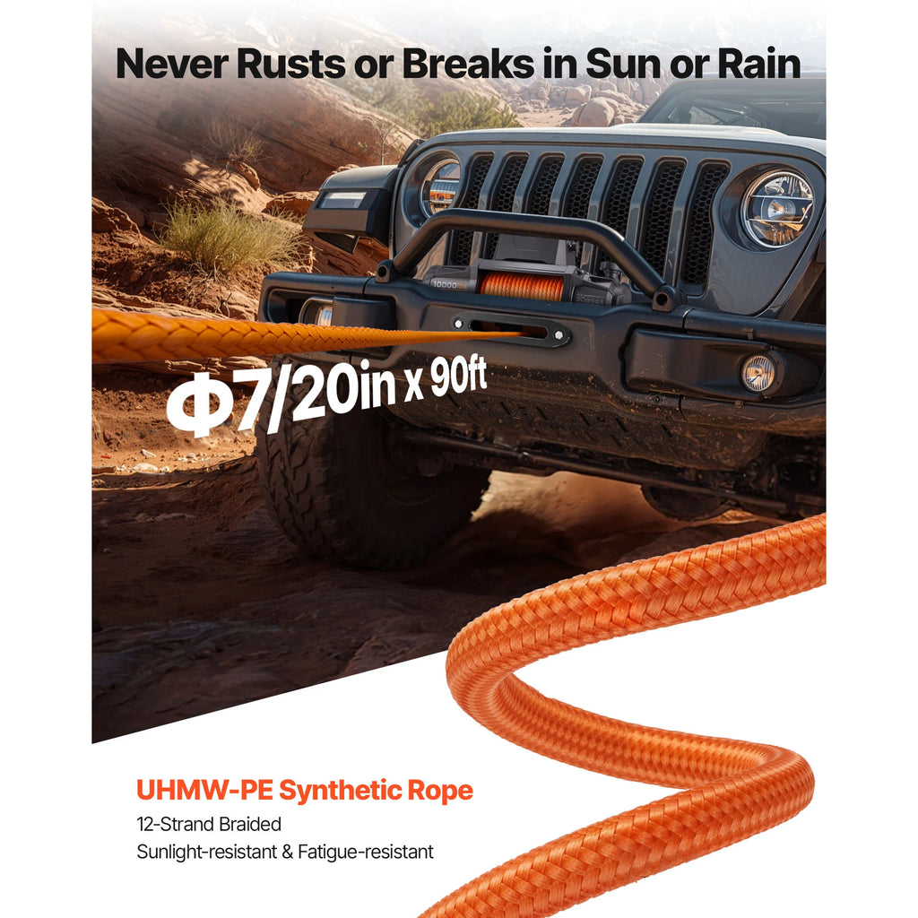 10000/13500 lbs Electric Winch with 90 ft Synthetic Rope