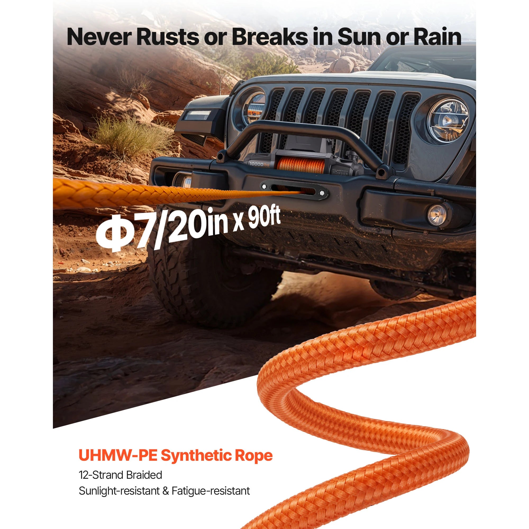 10000/13500 lbs Electric Winch with 90 ft Synthetic Rope