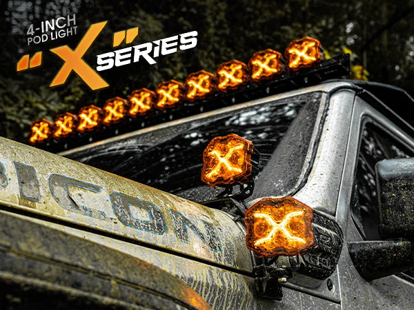 4 Inch LED Pods X Series Off Road Driving Light with Yellow DRL Pod Lights Drive Beam with Amber Cover Off-road Fog Lights