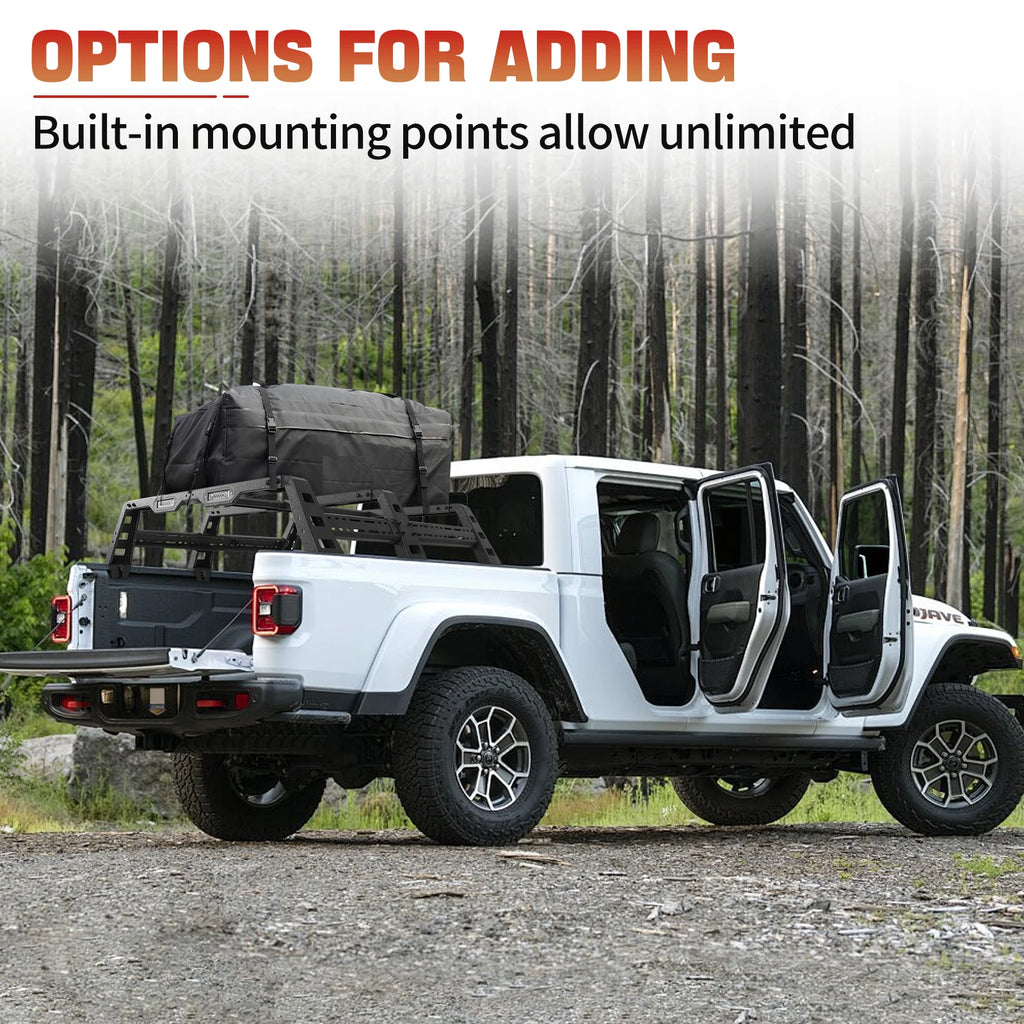 for Jeep Gladiator JT 2020-2024 Adjustable Bed Rack Truck Luggage Carrier Cargo Black Carriage Frame