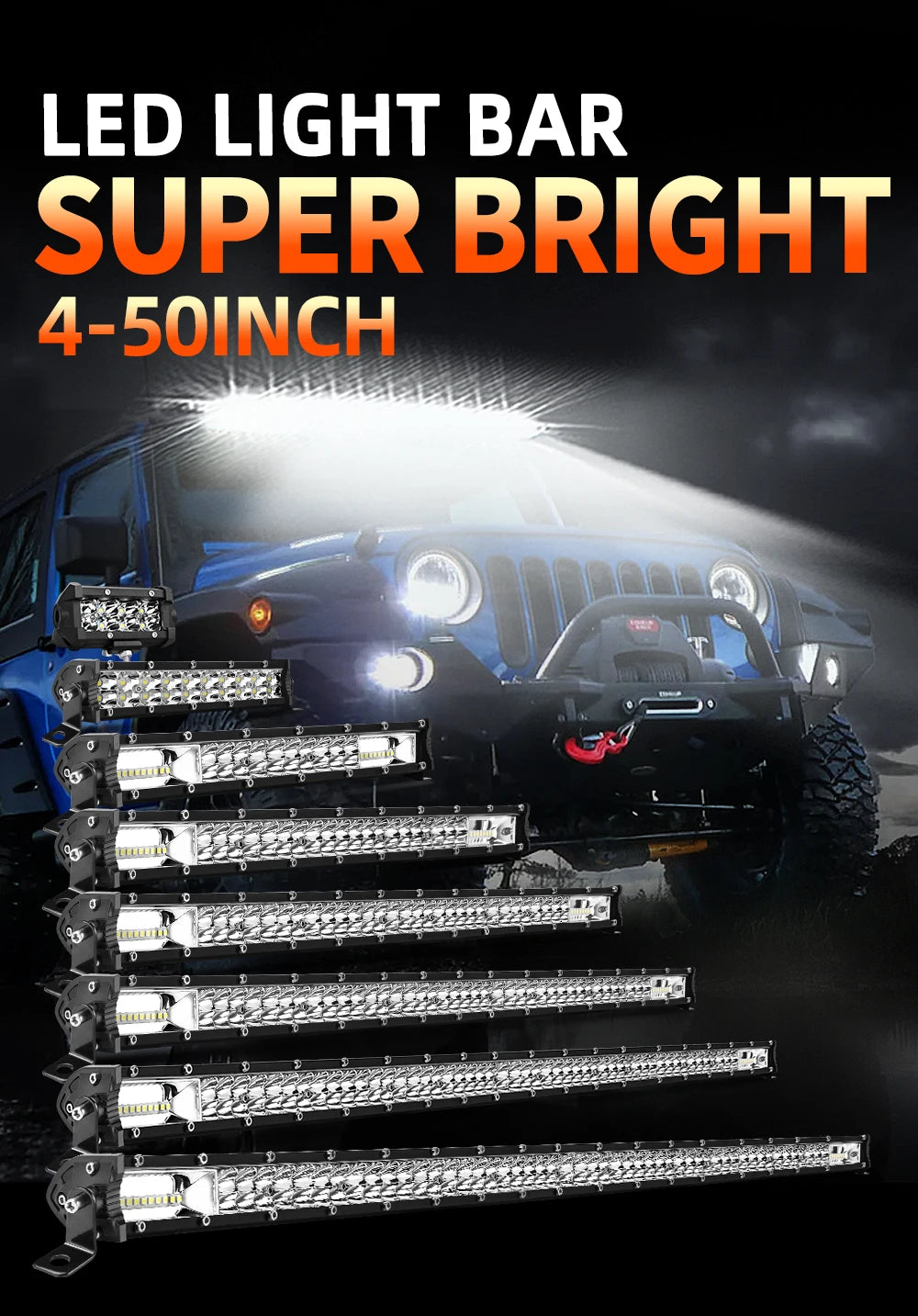 UNI-SHINE Led Bar Light Dual Led Work Light 7"14" 20" 26" 32" 38" 44"50" Combo Beam for SUV ATV Pick up Truck Car 4x4 Offroad LE