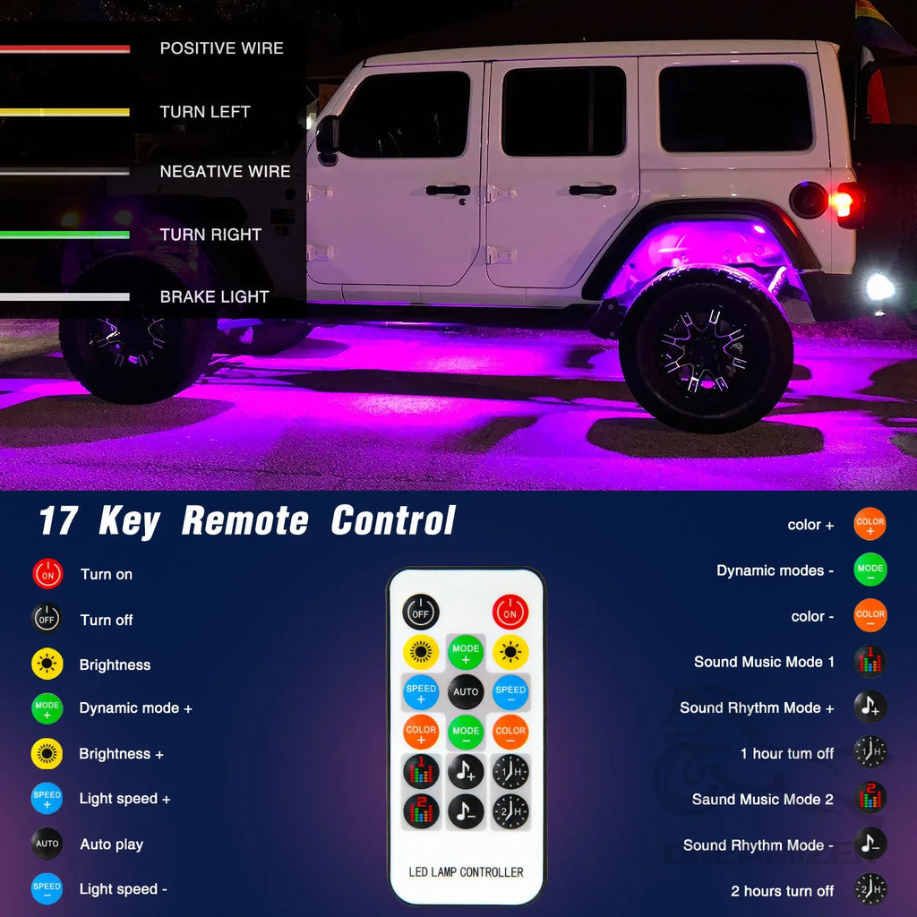 10 Pods 240 LED APP Control RGB Rock Lights For Jeep Off-Road Truck UTV Underbody Underglow Trail Rig Light Auto Decorative Lamp