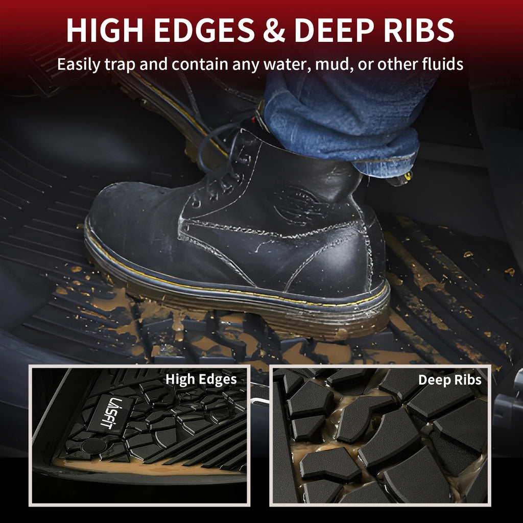 Floor Mats Fit for Jeep Gladiator 2020-2025 1st and 2nd Row TPE Material Black Custom Fit Floor Liner