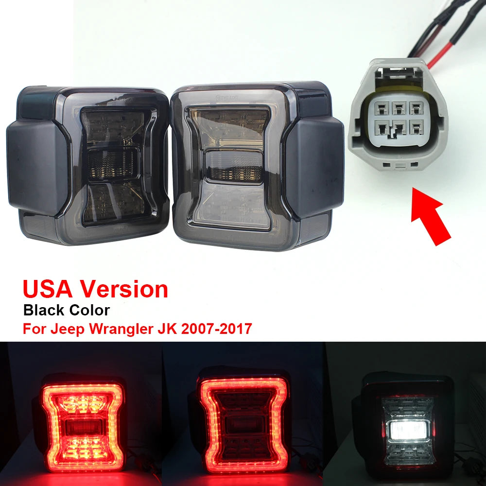 for Jeep Wrangler JK 2007-2018 LED Tail Light Taillight Assembly Rear Lamps Brake Reverse Light Daytime Running Lights