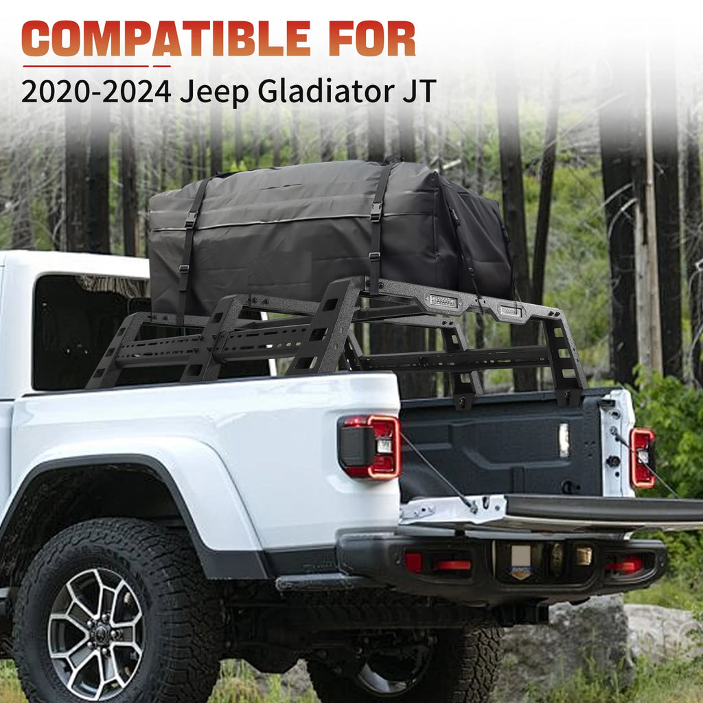 for Jeep Gladiator JT 2020-2024 Adjustable Bed Rack Truck Luggage Carrier Cargo Black Carriage Frame