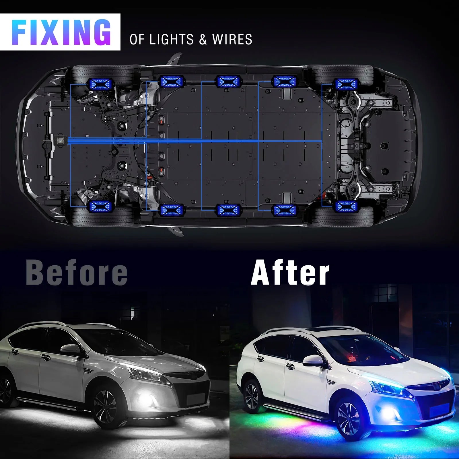 10 Pods APP Control Dream Color RGB + IC 240 LED Rock Lights Off-Road Truck UTV Underbody Underglow Trail Rig Light For Jeep
