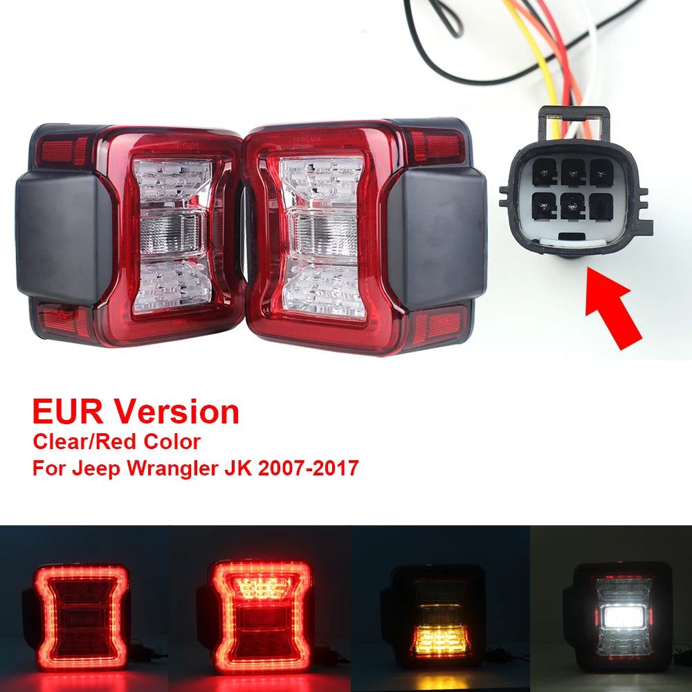 for Jeep Wrangler JK 2007-2018 LED Tail Light Taillight Assembly Rear Lamps Brake Reverse Light Daytime Running Lights