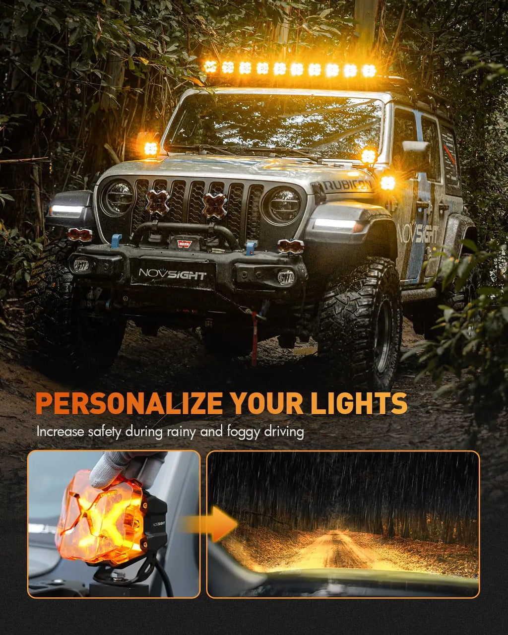 4 Inch LED Pods X Series Off Road Driving Light with Yellow DRL Pod Lights Drive Beam with Amber Cover Off-road Fog Lights