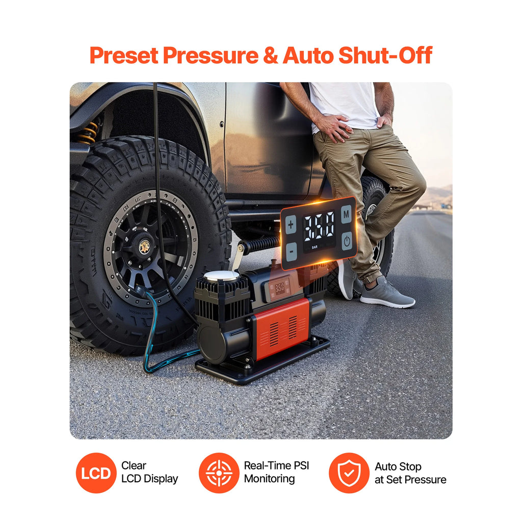 Dual-Cylinder Heavy Duty Air Compressor 10.6 CFM Auto-Stop