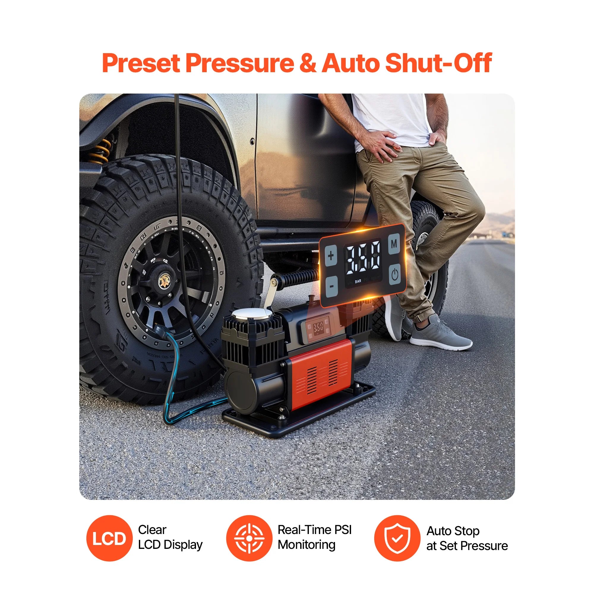 Dual-Cylinder Heavy Duty Air Compressor 10.6 CFM Auto-Stop