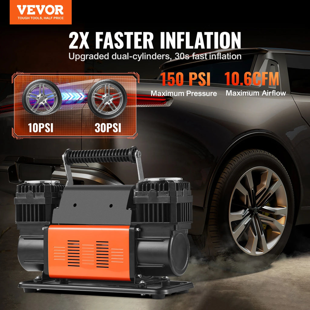 Heavy Duty Air Compressor Single or Dual-Cylinder 150PSI Air Pump