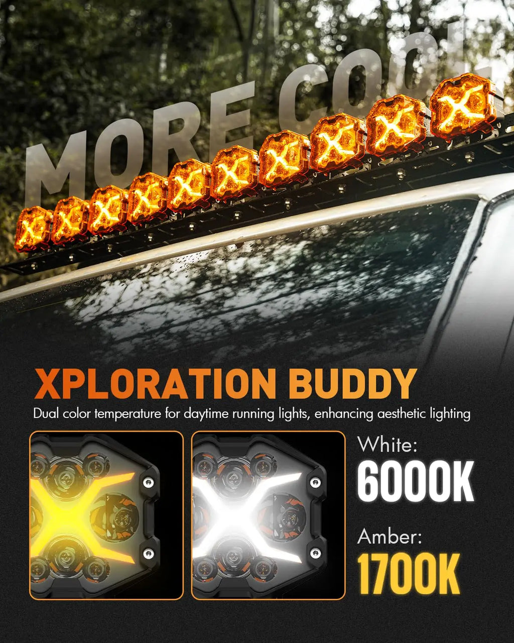 4 Inch LED Pods X Series Off Road Driving Light with Yellow DRL Pod Lights Drive Beam with Amber Cover Off-road Fog Lights