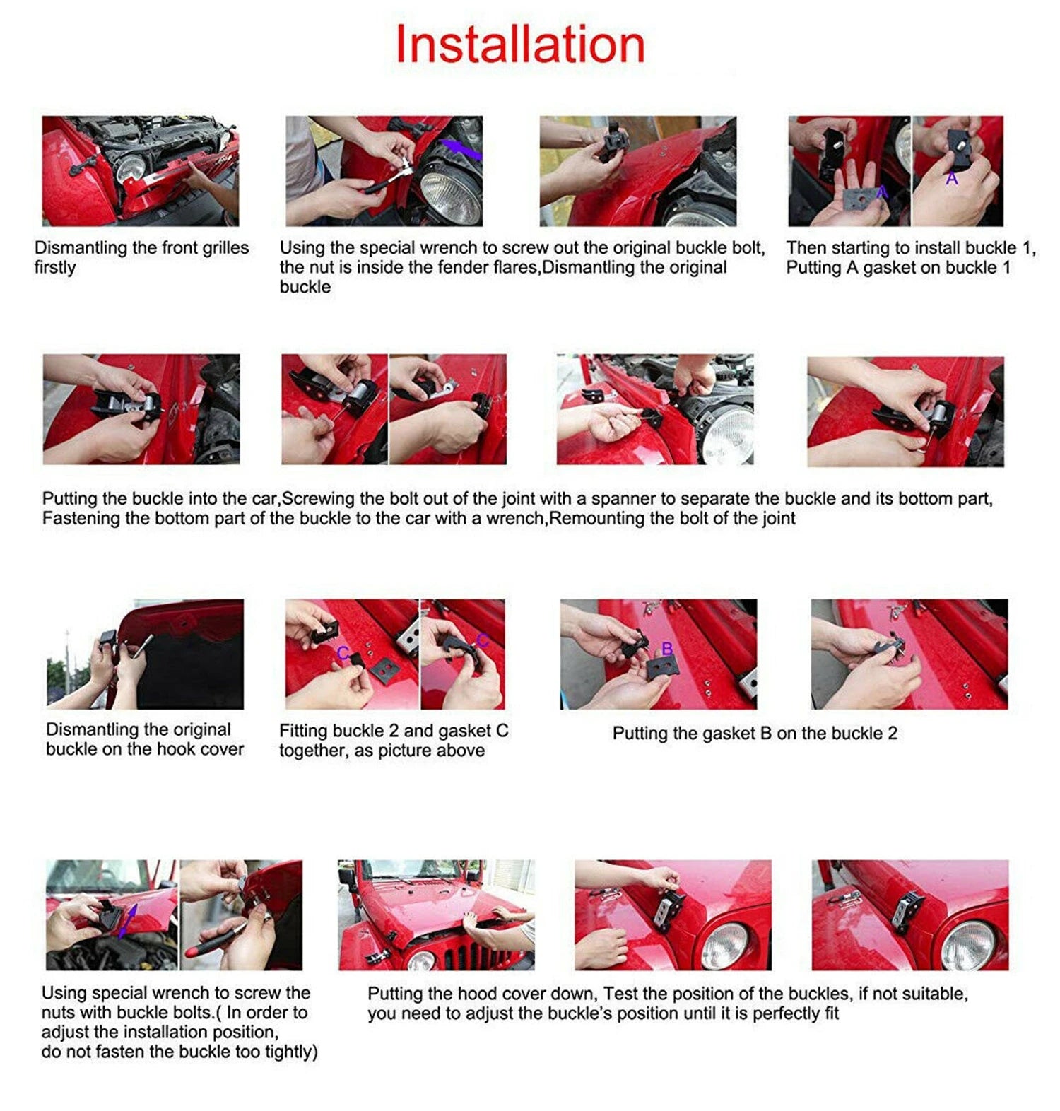 Metal Locking Engine Hood Catch Latches for Jeep Wrangler JK Rubicon Sahara Sport 2011- 2017 Hood Locks Car Accessories Black