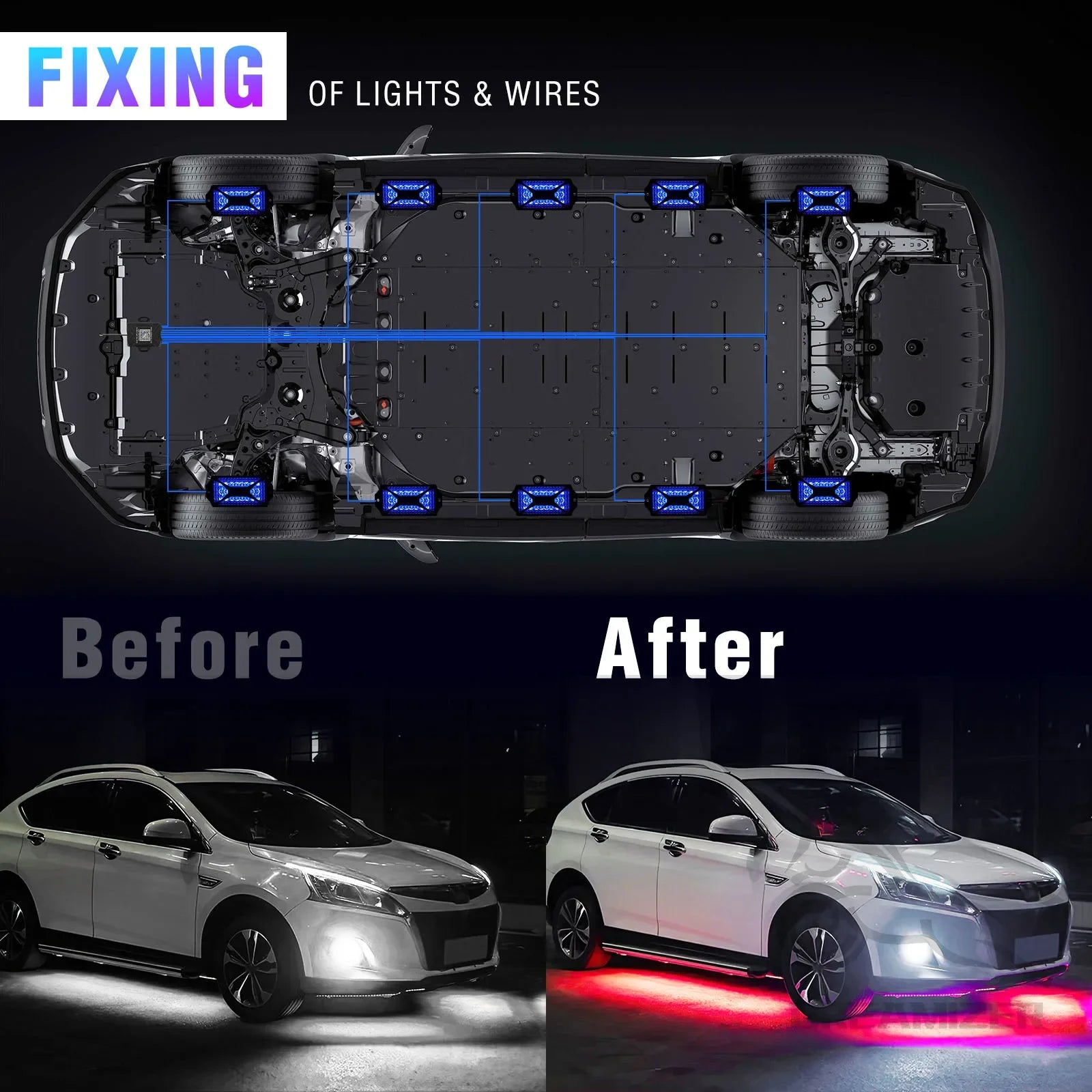 10 Pods 240 LED APP Control RGB Rock Lights For Jeep Off-Road Truck UTV Underbody Underglow Trail Rig Light Auto Decorative Lamp