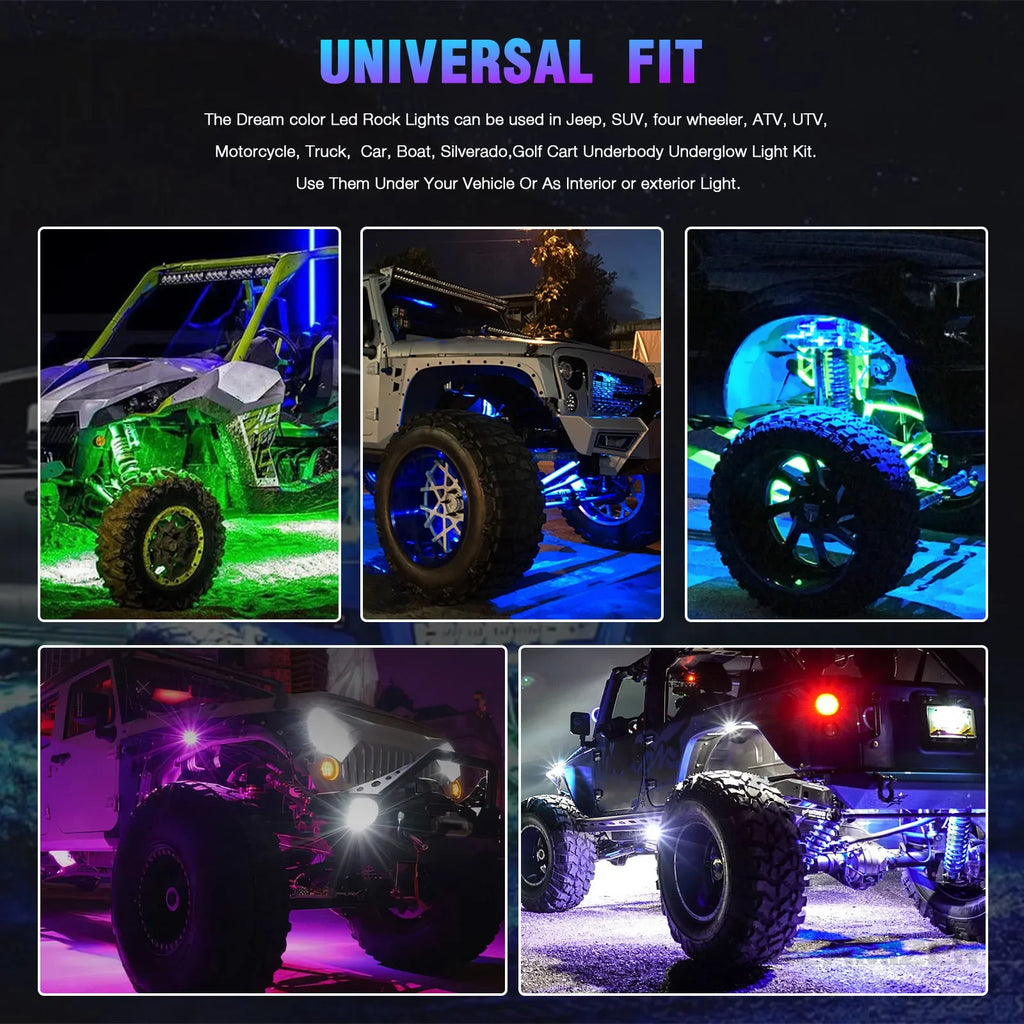 10 Pods 240 LED APP Control RGB Rock Lights For Jeep Off-Road Truck UTV Underbody Underglow Trail Rig Light Auto Decorative Lamp