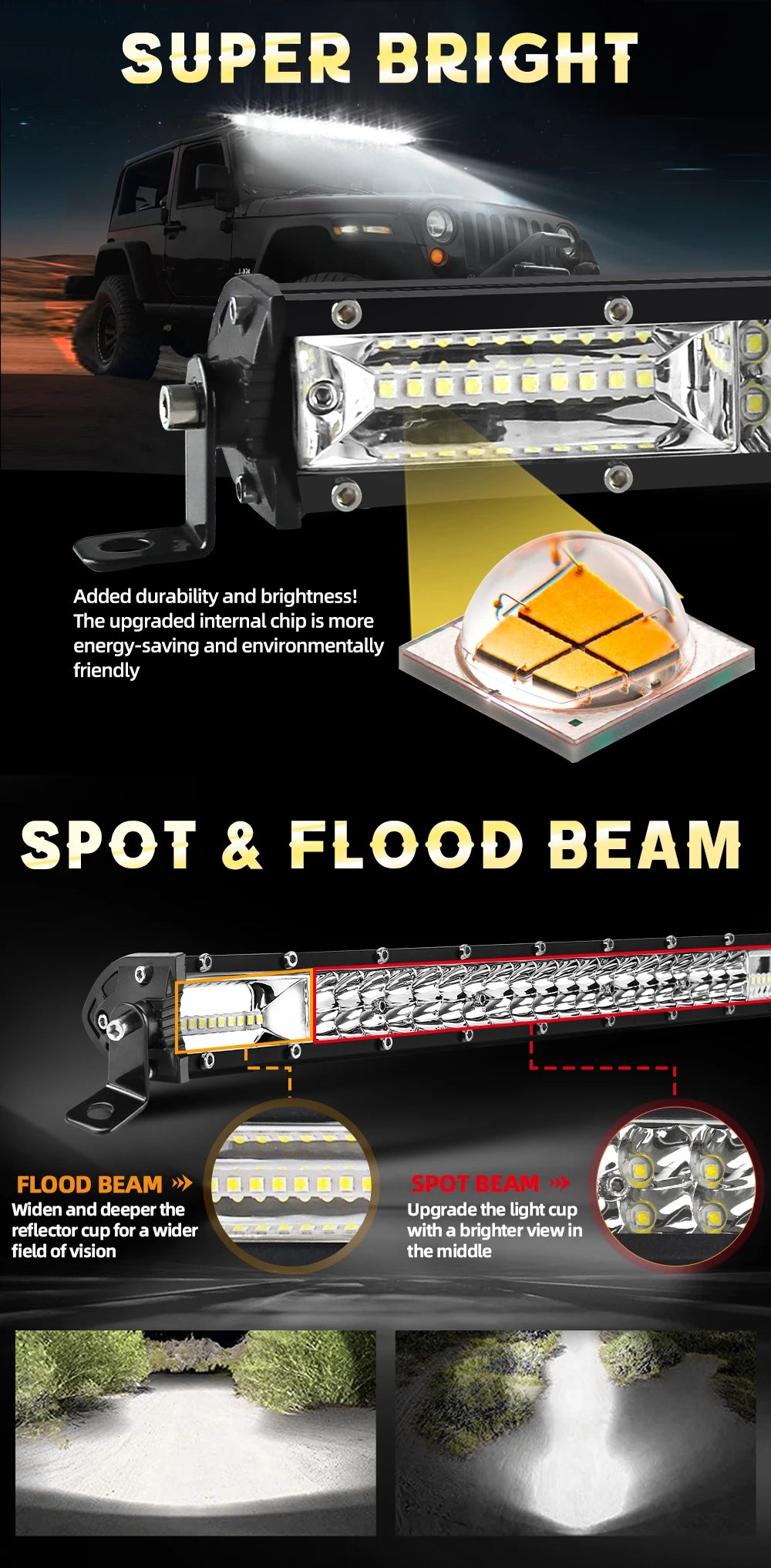 UNI-SHINE Led Bar Light Dual Led Work Light 7"14" 20" 26" 32" 38" 44"50" Combo Beam for SUV ATV Pick up Truck Car 4x4 Offroad LE