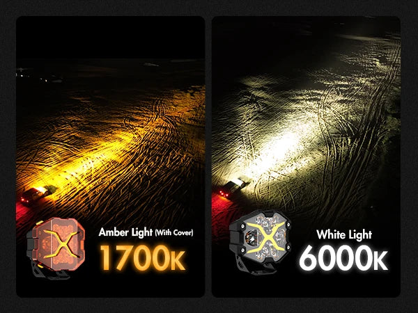 4 Inch LED Pods X Series Off Road Driving Light with Yellow DRL Pod Lights Drive Beam with Amber Cover Off-road Fog Lights