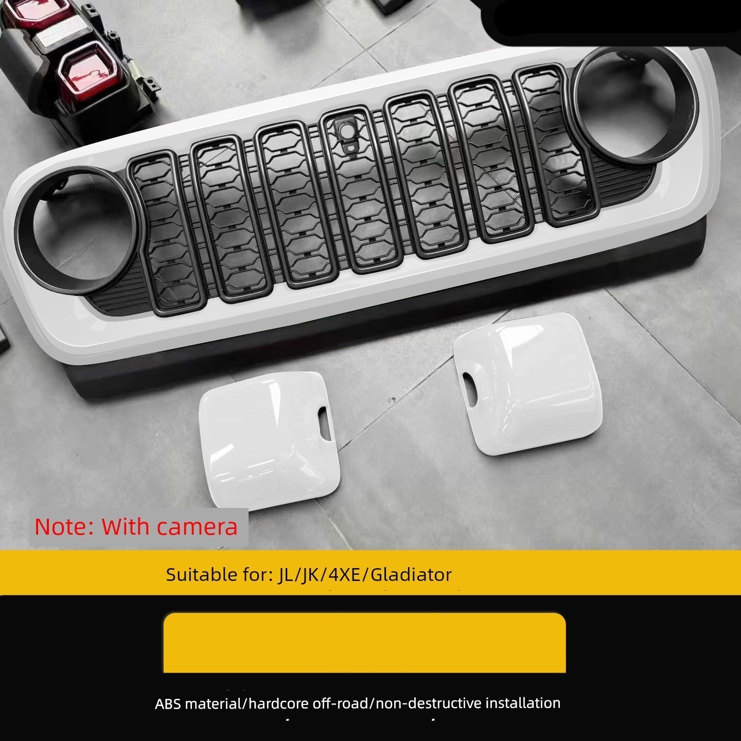 Car off-road protection kit with multiple components on a gray surface.