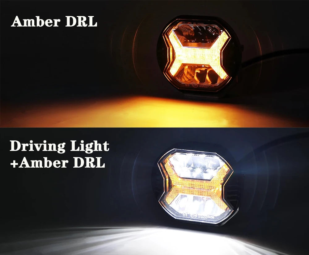 4 Inch Car Led Work Light Bar 12v Amber DRL Driving Light Spotlight for Jeep Offroad Boat Tractor Truck 4x4 SUV ATV Headlight