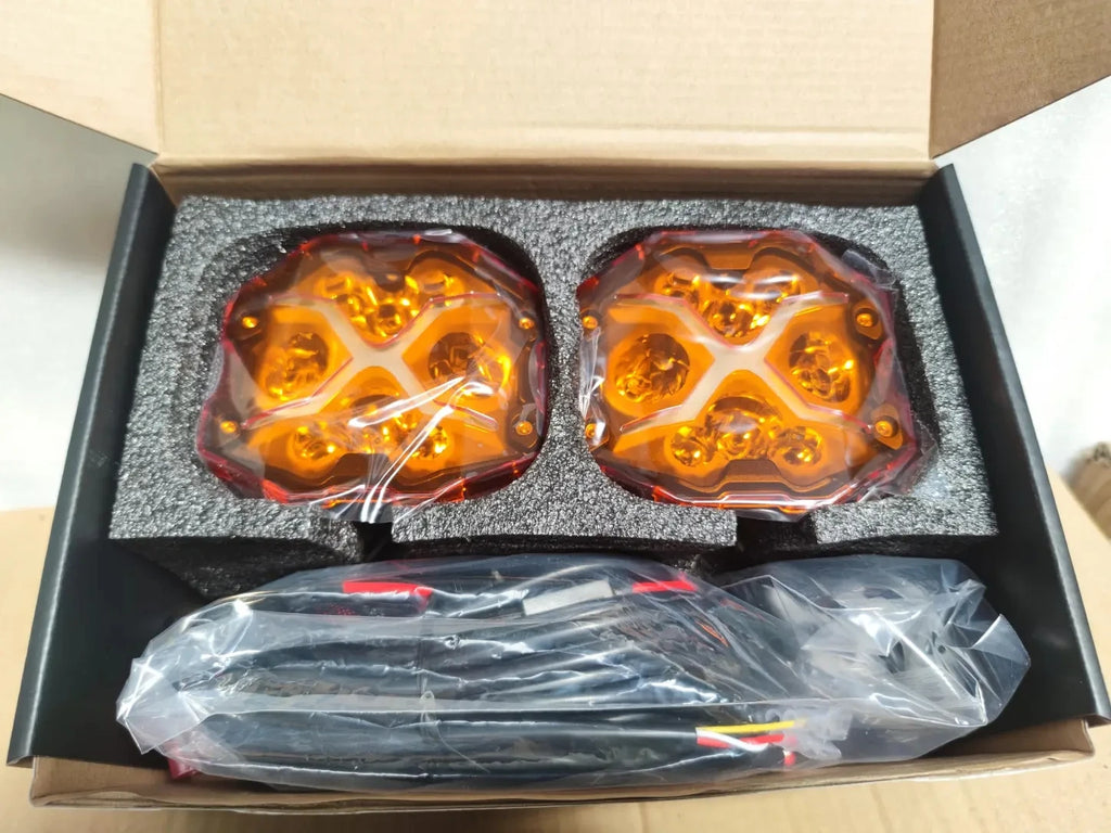 4 Inch LED Pods X Series Off Road Driving Light with Yellow DRL Pod Lights Drive Beam with Amber Cover Off-road Fog Lights