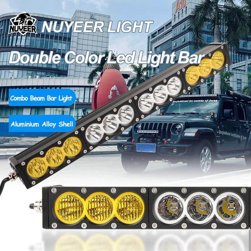 Combo Beam Yellow&White Dual-light Bar Light Off Road Pickup 12V 24V For Car 4x4 Truck ATV SUV Auxiliary LED Driving Light bar