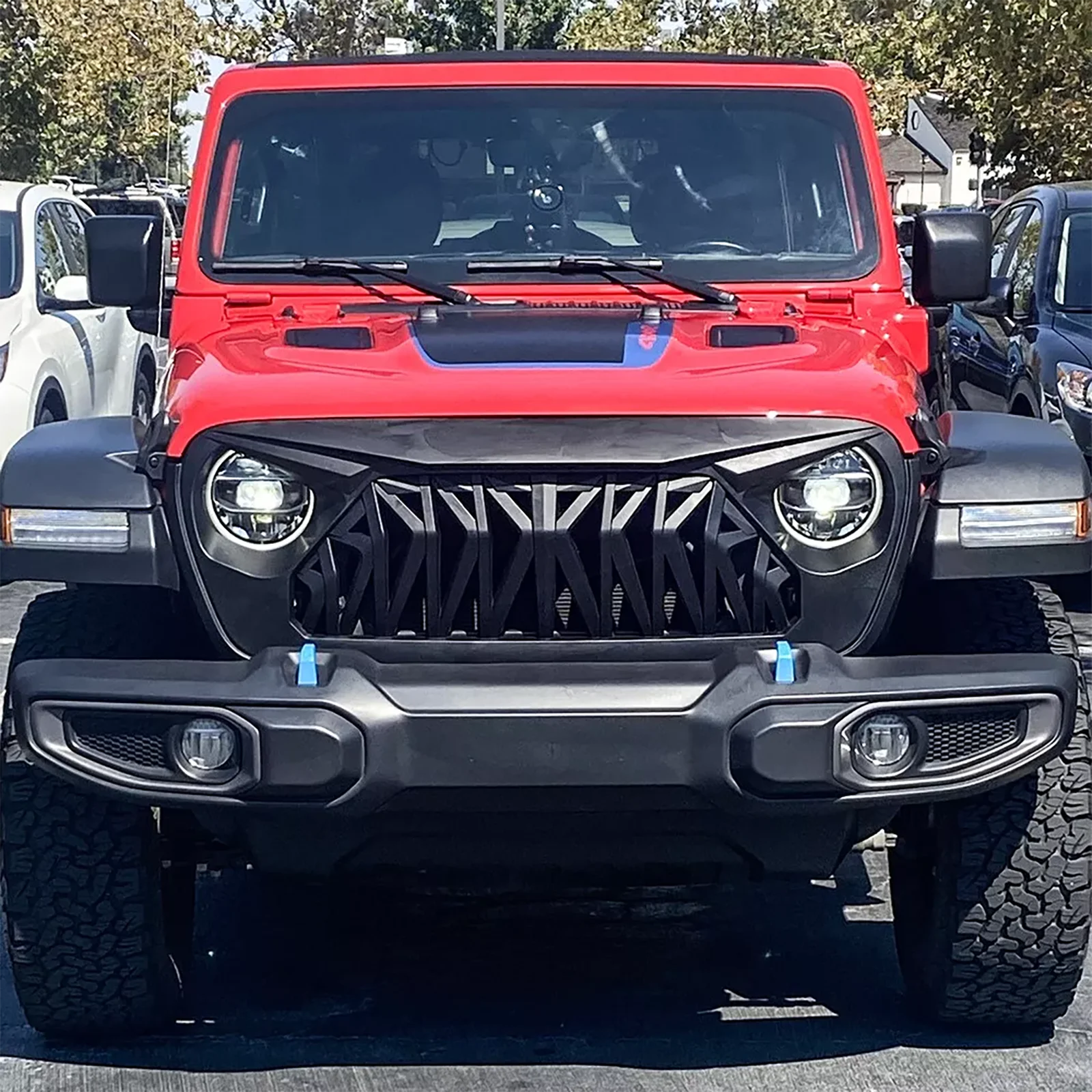for Jeep Wrangler JL 2018-2024 for Gladiator JT 2020+ Jeep Front Bumper Grill Cover Shark Grille Guard Auto Parts Accessories