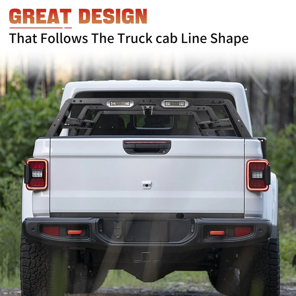 for Jeep Gladiator JT 2020-2024 Adjustable Bed Rack Truck Luggage Carrier Cargo Black Carriage Frame