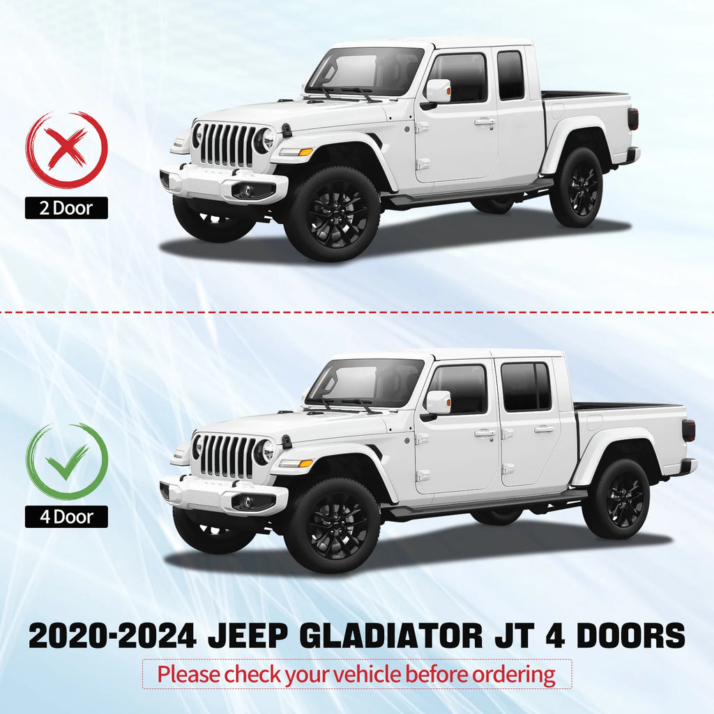 for Jeep Gladiator JT 2020-2024 4 Door Side Steps Nerf Bar Running Boards Drop Truck Side Step Bars Pedals