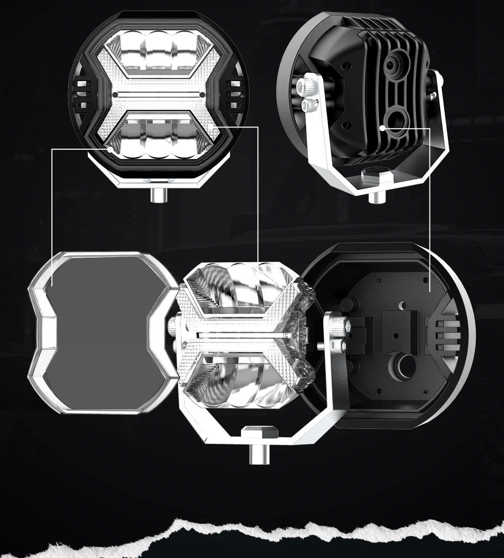 4 Inch Car Led Work Light Bar 12v Amber DRL Driving Light Spotlight for Jeep Offroad Boat Tractor Truck 4x4 SUV ATV Headlight